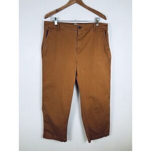 Gap Relaxed Girlfriend Khaki High Rise Flat Front Carmel Pants Womens Size 16